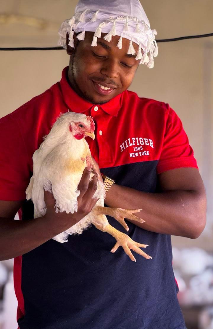 Farmer with chicken